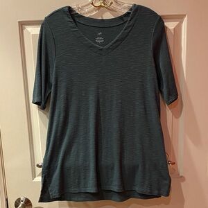 J. Jill Green Short Sleeve V-Neck Top Size S